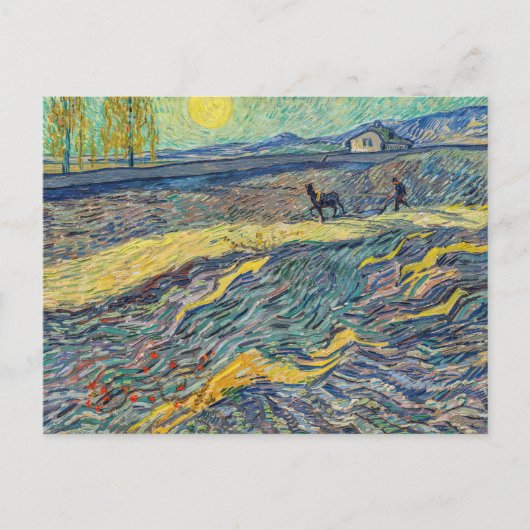 Vincent van Gogh - Veld met ploegende boeren Briefkaart (Voorkant)