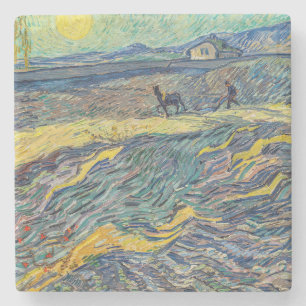 Vincent van Gogh - Veld met ploegende boeren Stenen Onderzetter