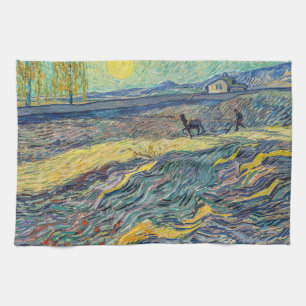 Vincent van Gogh - Veld met ploegende boeren Theedoek