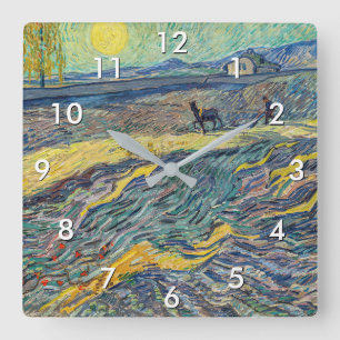 Vincent van Gogh - Veld met ploegende boeren Vierkante Klok