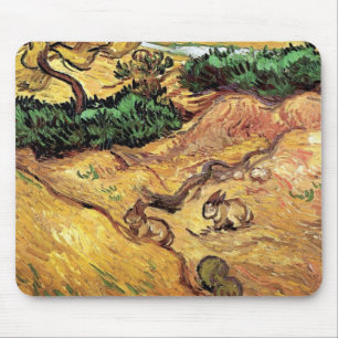 Vincent Van Gogh - Veld met Twee Konijnen Kunstwer Muismat