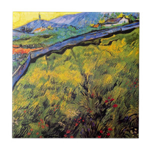Vincent van Gogh - Veldgebied van voorjaarstarwe Tegeltje