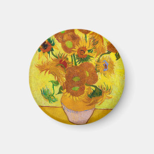 Vincent van Gogh, vijftien zonnebloemen in een vaa Magneet