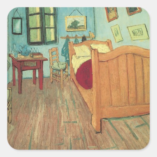 Vincent van Gogh - Vincent's Bedroom in Arles Vierkante Sticker (Voorkant)