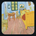 Vincent Van Gogh - Vincent's slaapkamer in Arles Vierkante Sticker<br><div class="desc">Vincent's Bedroom in Arles / Van Gogh's Bedroom in Arles - Vincent van Gogh,  1888,  Arles</div>