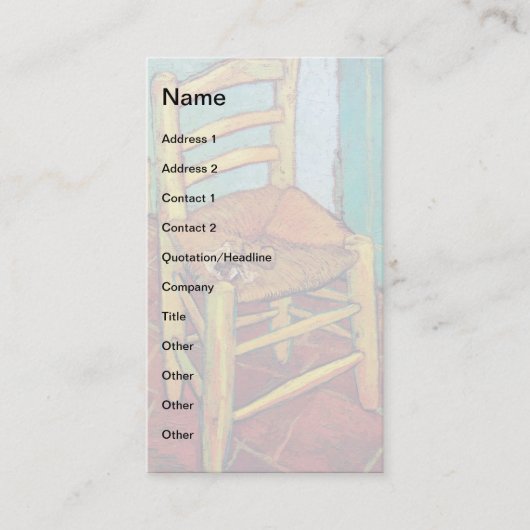 Vincent Van Gogh - Vincent's stoel met pijp Visitekaartje (Voorkant)