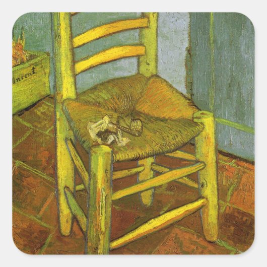 Vincent van Gogh - Vincent's stoel met zijn pijp Vierkante Sticker (Voorkant)