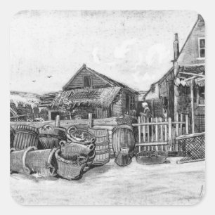 Vincent van Gogh   Visdroogschuur, Scheveningen Vierkante Sticker