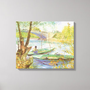 Vincent van Gogh Vissen in de lente, Pont de Clich Canvas Afdruk