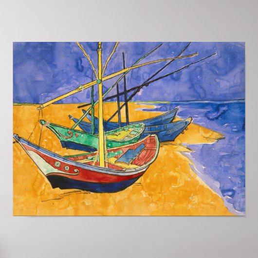 Vincent van Gogh | Vissende boten op de strand Poster (Voorkant)