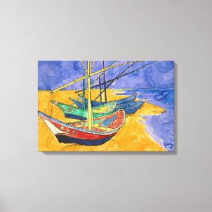 Vincent van Gogh - Vissersboten op het strand Canvas Afdruk