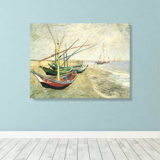 Vincent van Gogh - Vissersboten op het strand Canvas Afdruk (Insitu (Houten vloer))