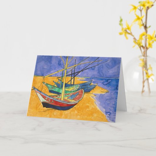 Vincent van Gogh - Vissersboten op het strand Kaart (Gele Bloem)
