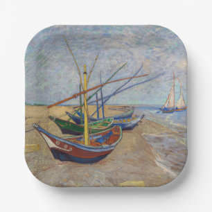 Vincent van Gogh - Vissersboten op het strand Papieren Bordje