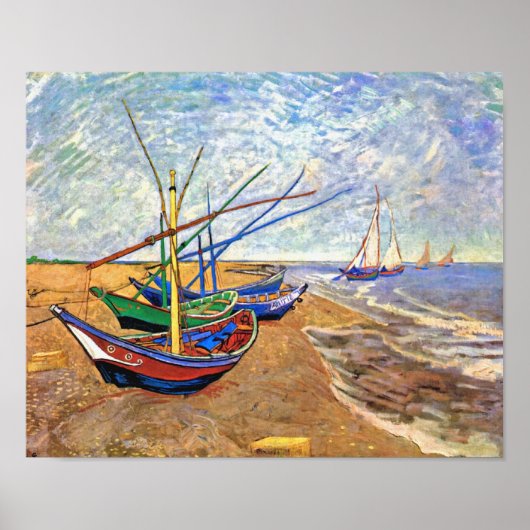 Vincent Van Gogh - Vissersboten Op Het Strand Poster (Voorkant)
