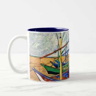 Vincent Van Gogh - Vissersboten Op Het Strand Tweekleurige Koffiemok