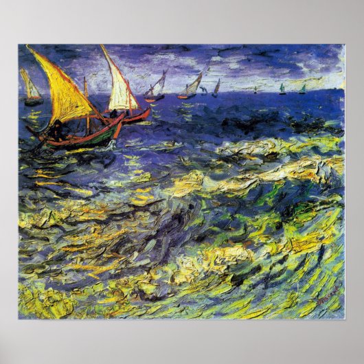 Vincent van Gogh Vist Boats bij Saintes-Maries Poster (Voorkant)
