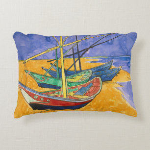 Vincent van Gogh - Vist Boats op het strand Accent Kussen