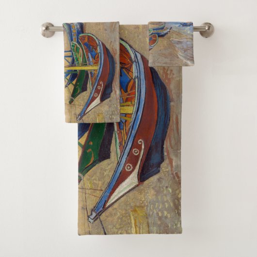 Vincent van Gogh - Vist Boats op het strand Bad Handdoek (Insitu)