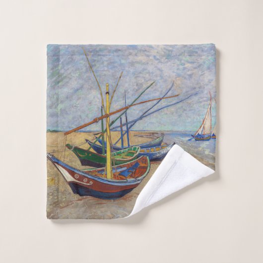 Vincent van Gogh - Vist Boats op het strand Bad Handdoek (Wasdoekje)