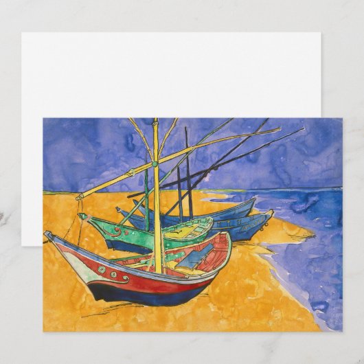 Vincent van Gogh - Vist Boats op het strand Bedankkaart (Voorkant / Achterkant)