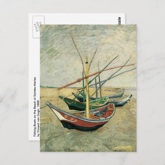 Vincent van Gogh - Vist Boats op het strand Briefkaart (Voorkant / Achterkant)
