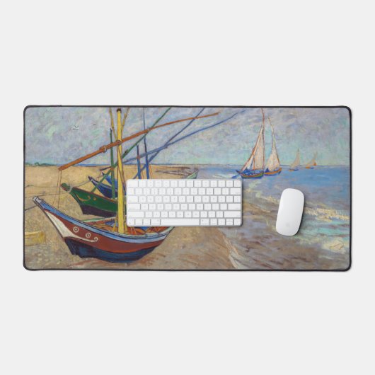 Vincent van Gogh - Vist Boats op het strand Bureaumat (Keyboard & Muis)