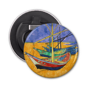 Vincent van Gogh - Vist Boats op het strand Button Flesopener