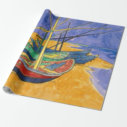 Vincent van Gogh - Vist Boats op het strand Cadeaupapier (Uitgerold)