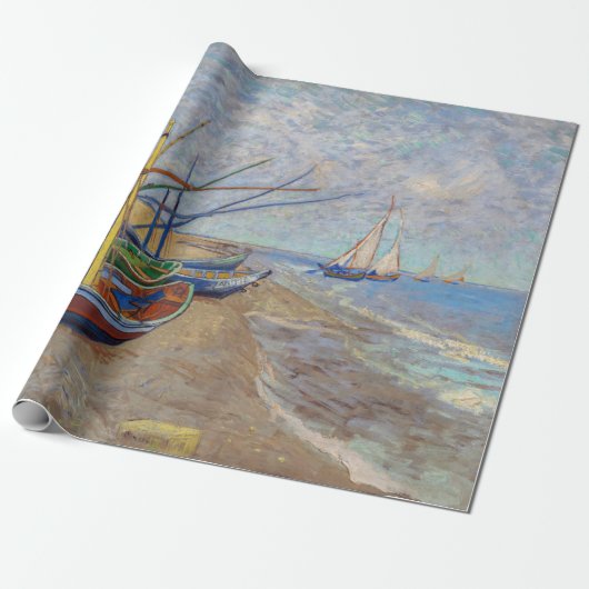 Vincent van Gogh - Vist Boats op het strand Cadeaupapier (Uitgerold)