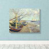 Vincent van Gogh - Vist Boats op het strand Canvas Afdruk (Insitu (Houten vloer))