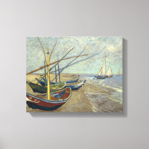 Vincent van Gogh - Vist Boats op het strand Canvas Afdruk