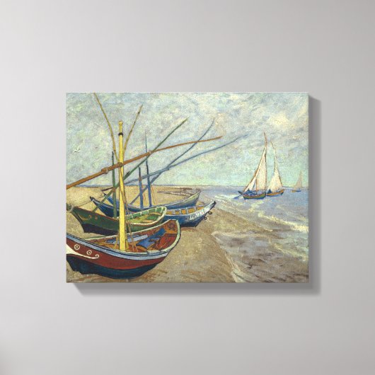 Vincent van Gogh - Vist Boats op het strand Canvas Afdruk (Voorkant)