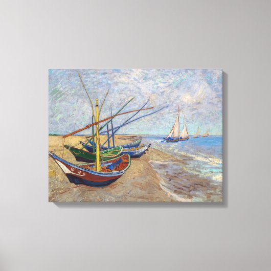 Vincent van Gogh - Vist Boats op het strand Canvas Afdruk (Voorkant)