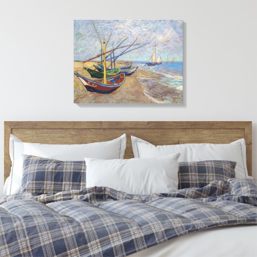 Vincent van Gogh - Vist Boats op het strand Canvas Afdruk (Insitu (Slaapkamer))
