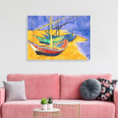 Vincent van Gogh - Vist Boats op het strand Canvas Afdruk (Insitu (Woonkamer))