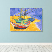 Vincent van Gogh - Vist Boats op het strand Canvas Afdruk (Insitu (Houten vloer))
