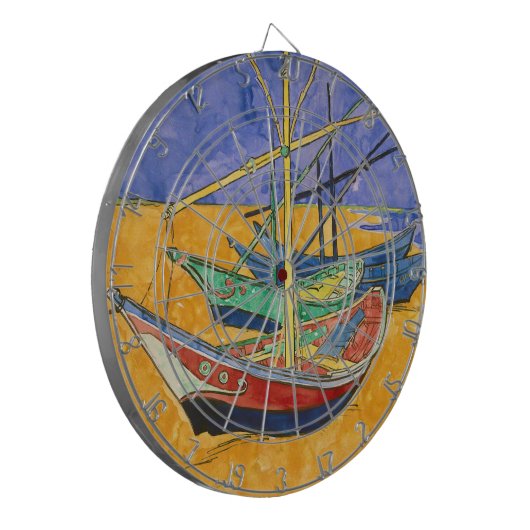 Vincent van Gogh - Vist Boats op het strand Dartbord (Voorkant Links)