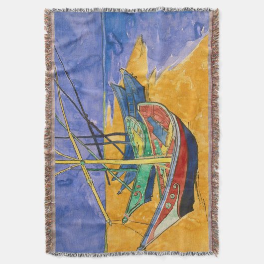 Vincent van Gogh - Vist Boats op het strand Deken (Voorkant Verticaal)