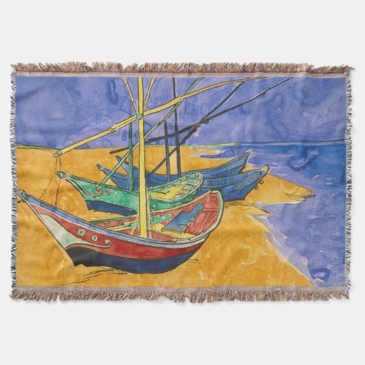 Vincent van Gogh - Vist Boats op het strand Deken (Voorkant)