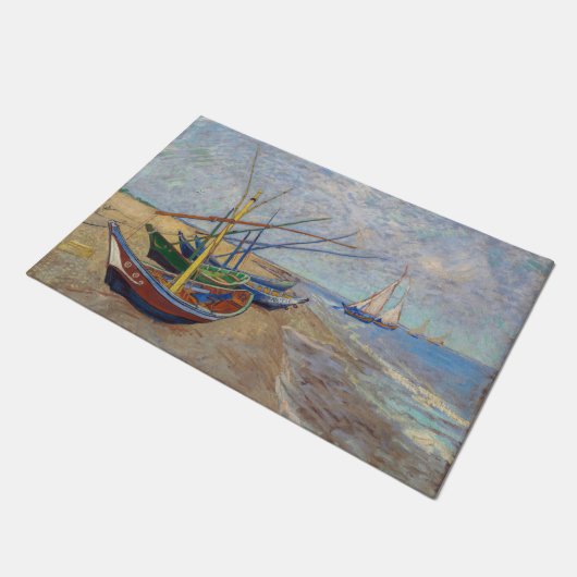Vincent van Gogh - Vist Boats op het strand Deurmat (Schuin)