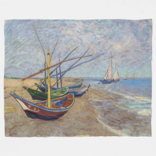 Vincent van Gogh - Vist Boats op het strand Fleece Deken