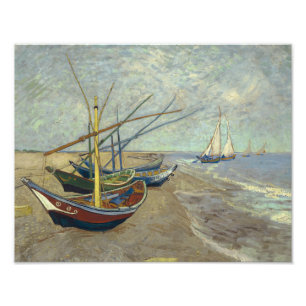 Vincent van Gogh - Vist Boats op het strand Foto Afdruk