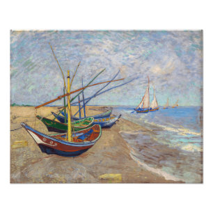 Vincent van Gogh - Vist Boats op het strand Foto Afdruk