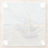 Vincent van Gogh - Vist Boats op het strand Glazen Onderzetter (Achterkant)