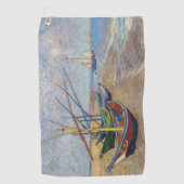 Vincent van Gogh - Vist Boats op het strand Golfhanddoek (Voorkant)