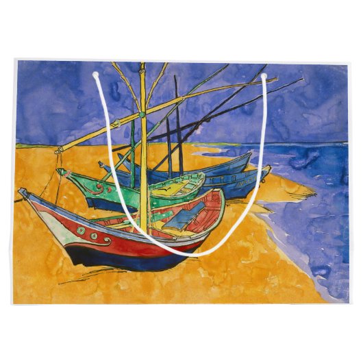 Vincent van Gogh - Vist Boats op het strand Groot Cadeauzakje (Achterkant)