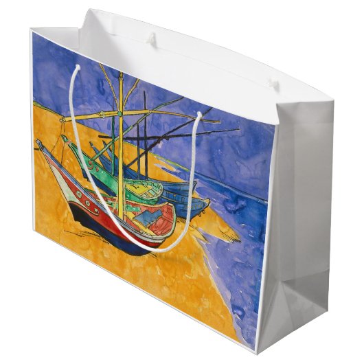 Vincent van Gogh - Vist Boats op het strand Groot Cadeauzakje (Achterkant Gekanteld)