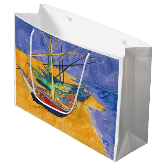 Vincent van Gogh - Vist Boats op het strand Groot Cadeauzakje (Voorkant Gekanteld)
