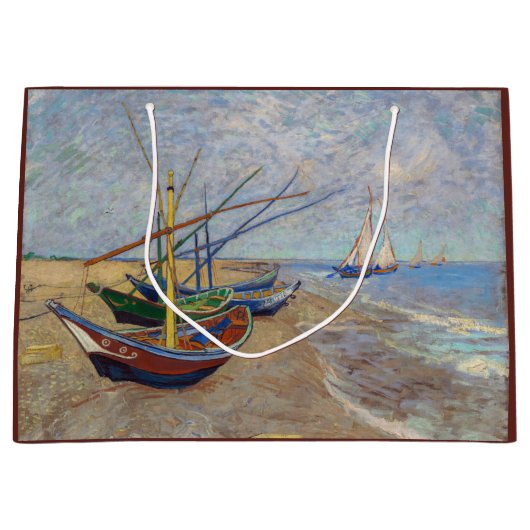 Vincent van Gogh - Vist Boats op het strand Groot Cadeauzakje (Voorkant)